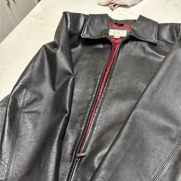Worthington Black Leather Jacket with Red Lining - Picture 3 of 5